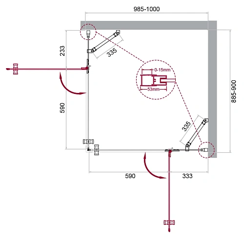 Душевой уголок BelBagno KRAFT-AH-22-100/90-C-Cr-R 100x90 см, профиль хром, стекло прозрачное Душевой уголок BelBagno KRAFT-AH-22-100/90-C-Cr-R 100x90 см, профиль хром, стекло прозрачное