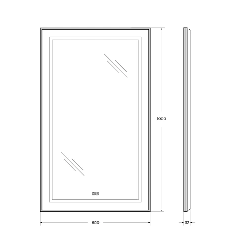 Зеркало BelBagno SPC-KRAFT-600-1000-LED-TCH-WARM-NERO 600x32x1000 мм с подсветкой сенсорным выключателем и подогревом Зеркало BelBagno SPC-KRAFT-600-1000-LED-TCH-WARM-NERO 600x32x1000 мм с подсветкой сенсорным выключателем и подогревом