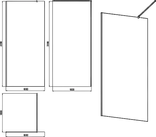 Душевая перегородка STWORKI Берген 100 см, профиль хром глянцевый, прозрачное стекло 583042 Душевая перегородка STWORKI Берген 100 см, профиль хром глянцевый, прозрачное стекло 583042