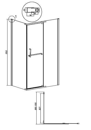 Боковая стенка GROSSMAN Pragma 200.K33.03.90.32.00 (90x195) золото сатин, стекло прозрачное Боковая стенка GROSSMAN Pragma 200.K33.03.90.32.00 (90x195) золото сатин, стекло прозрачное