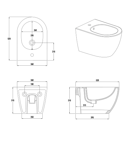 Биде подвесное Wonzon & Woghand NILE белый (WW-UB5157-GW) Биде подвесное Wonzon & Woghand NILE белый (WW-UB5157-GW)