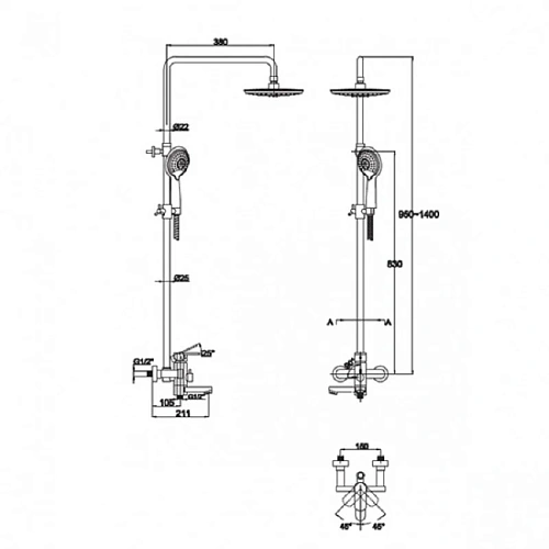 Душевая система Kaiser SX-2060-2 Black Душевая система Kaiser SX-2060-2 Black