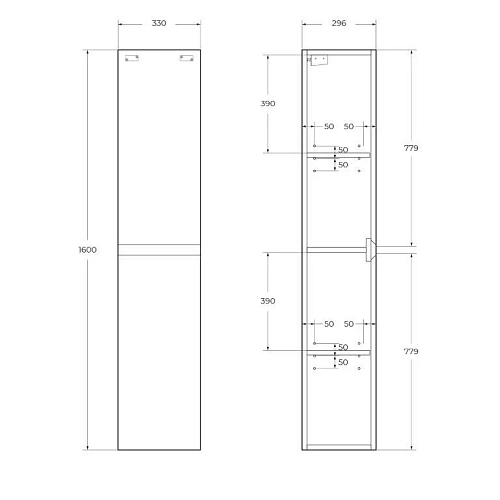 Шкаф-пенал BelBagno KRAFT-1600-2A-SC-RGB-L Rovere Galifax Bianco подвесной Шкаф-пенал BelBagno KRAFT-1600-2A-SC-RGB-L Rovere Galifax Bianco подвесной