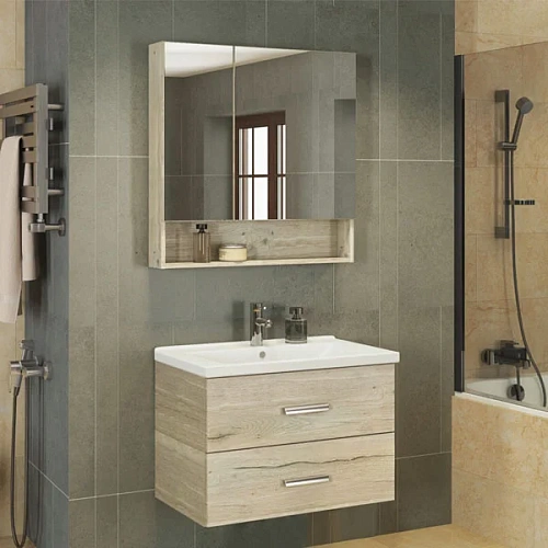 Зеркальный шкаф Comforty Парма-80 00004143489 дуб дымчатый Зеркальный шкаф Comforty Парма-80 00004143489 дуб дымчатый