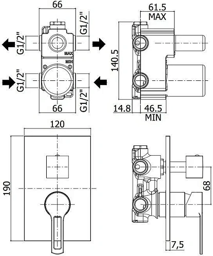 Смеситель для душа Paffoni Ringo RIN018CR/M (с внутренней частью) Смеситель для душа Paffoni Ringo RIN018CR/M (с внутренней частью)