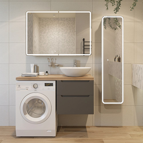 Тумба с раковиной STWORKI Берген 60 серая со светлой столешницей 122, Moduo 55 Leaf, L 549670 Тумба с раковиной STWORKI Берген 60 серая со светлой столешницей 122, Moduo 55 Leaf, L 549670