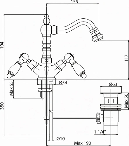 Смеситель для биде CEZARES FIRST-BS2-03-Nc Смеситель для биде CEZARES FIRST-BS2-03-Nc