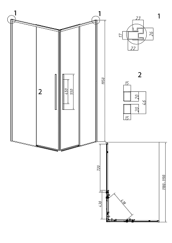 Душевая дверь GROSSMAN Galaxy 1/2.K33.01.12.10.02 (120x195) хром, стекло шиншилла Душевая дверь GROSSMAN Galaxy 1/2.K33.01.12.10.02 (120x195) хром, стекло шиншилла