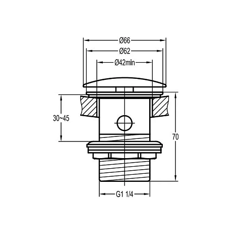 Донный клапан CEZARES ECO-SAT-BORO с системой клик-клак с переливом, брашированное золото Донный клапан CEZARES ECO-SAT-BORO с системой клик-клак с переливом, брашированное золото