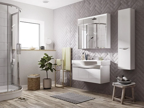 Комплект мебели STWORKI Хельсинки 100 белая, подвесная, в современном стиле, российская (гарнитур, к 411900 Комплект мебели STWORKI Хельсинки 100 белая, подвесная, в современном стиле, российская (гарнитур, к 411900