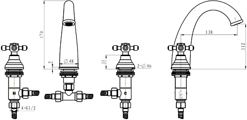 Смеситель для раковины Boheme Сamelia 277-Camelia на 3 отверстия Смеситель для раковины Boheme Сamelia 277-Camelia на 3 отверстия