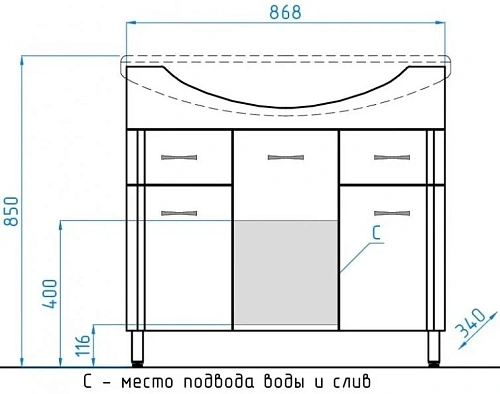 Тумба под раковину Style Line Эко Стандарт 26 (2 ящ.) ЛС-00000110 Тумба под раковину Style Line Эко Стандарт 26 (2 ящ.) ЛС-00000110