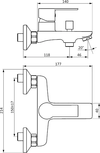 Смеситель для ванны STWORKI Хельсинки HFHS10000 428836 Смеситель для ванны STWORKI Хельсинки HFHS10000 428836