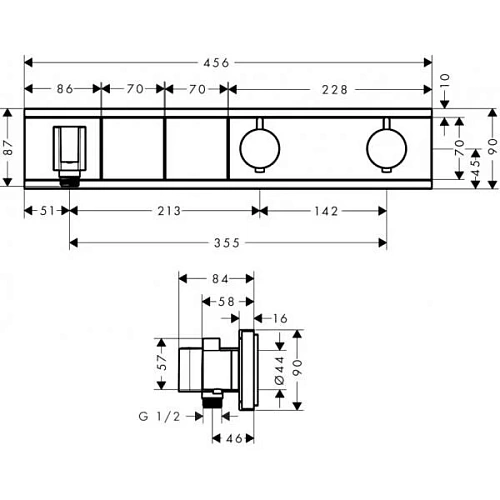 Смеситель для душа hansgrohe RainSelect термостатический черный/хром 15355600 Смеситель для душа hansgrohe RainSelect термостатический черный/хром 15355600