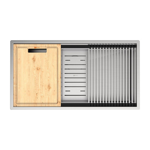 Кухонная мойка Lemark TABAGA 820 из нержавеющей стали с аксессуарами в комплекте: ролл-мат, коландер, разделочная доска, сталь 9937133 Кухонная мойка Lemark TABAGA 820 из нержавеющей стали с аксессуарами в комплекте: ролл-мат, коландер, разделочная доска, сталь 9937133