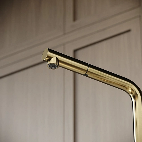 Смеситель для кухни SANCOS Spin SC4015BG с вытяжным изливом, c краном для фильтрованной воды брашированное золото Смеситель для кухни SANCOS Spin SC4015BG с вытяжным изливом, c краном для фильтрованной воды брашированное золото