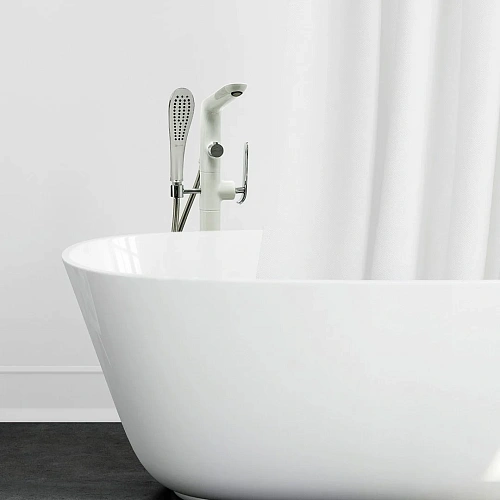 Смеситель для ванны Lemark Melange LM4944CW, напольный, хром/белый Смеситель для ванны Lemark Melange LM4944CW, напольный, хром/белый