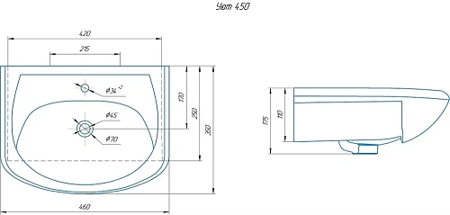 Раковина Kirovit Уют 45 416626 Раковина Kirovit Уют 45 416626