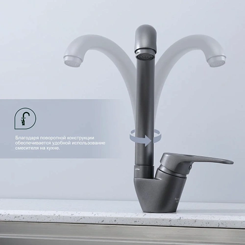 Смеситель для кухни Splenka S202.41.07, серый Смеситель для кухни Splenka S202.41.07, серый