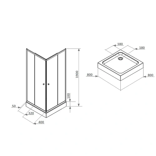 Душевой уголок Parly ZFQ81 с поддоном 80х80х190 Душевой уголок Parly ZFQ81 с поддоном 80х80х190