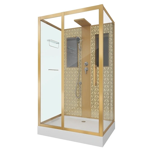 Душевая кабина Niagara Luxe NG-7711GBK (900x1200х2100) низкий поддон стенки золото без крыши Душевая кабина Niagara Luxe NG-7711GBK (900x1200х2100) низкий поддон стенки золото без крыши