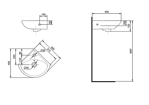 Раковина Santek Ирис 36 1WH110514 1.WH11.0.514 Раковина Santek Ирис 36 1WH110514 1.WH11.0.514