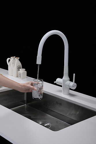 Смеситель для кухни Paulmark SALIX белый матовый Sa213419-WH Смеситель для кухни Paulmark SALIX белый матовый Sa213419-WH