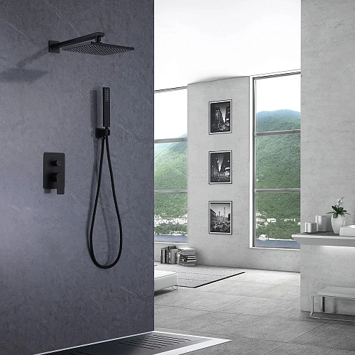 Душевая система ABBER Weiss Insel AF8018B скрытого монтажа без излива, черная матовая Душевая система ABBER Weiss Insel AF8018B скрытого монтажа без излива, черная матовая