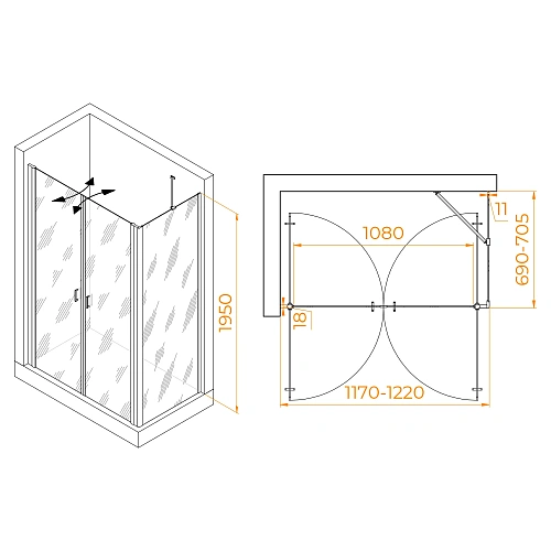 Душевой уголок RGW PA-144B (PA-104B+Z-050-2B+O-204B) 1200x700 мм 060814427-14 черный Easy Clean Душевой уголок RGW PA-144B (PA-104B+Z-050-2B+O-204B) 1200x700 мм 060814427-14 черный Easy Clean