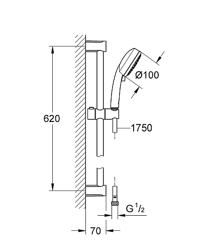Душевой гарнитур GROHE New Tempesta Cosmopolitan 100 IV, 600 мм, 9,5 л/мин, хром (27580002) Душевой гарнитур GROHE New Tempesta Cosmopolitan 100 IV, 600 мм, 9,5 л/мин, хром (27580002)