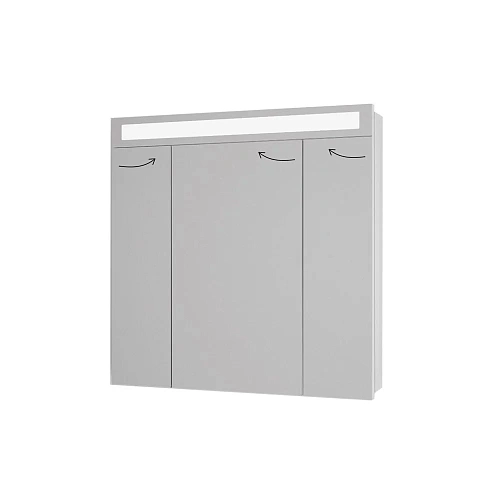 Зеркальный шкаф DREJA UNI, 80 см, 3 дверцы, 6 стеклянных полок, с подсветкой и выключателем, белый 9 99.9003 Зеркальный шкаф DREJA UNI, 80 см, 3 дверцы, 6 стеклянных полок, с подсветкой и выключателем, белый 9 99.9003