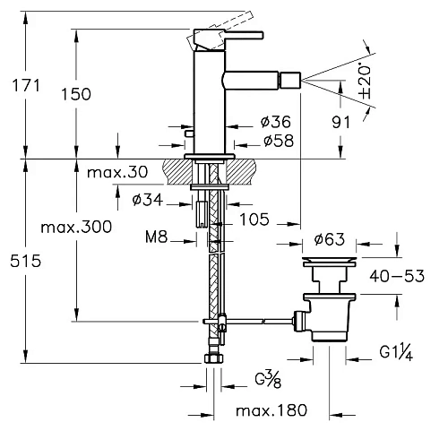 Смеситель для биде VitrA Origin A42559 хром Смеситель для биде VitrA Origin A42559 хром