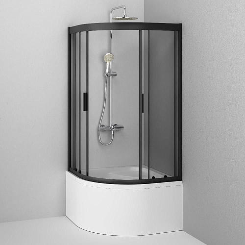 Душевой уголок AM.PM Gem W90G-401A090BT четверть круга 90x90 стекло прозрачное, профиль черный матовый Душевой уголок AM.PM Gem W90G-401A090BT четверть круга 90x90 стекло прозрачное, профиль черный матовый
