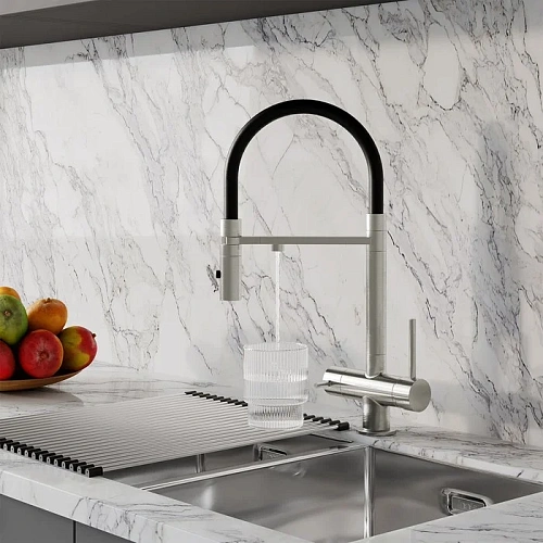 Смеситель для кухни Iddis Ace (ACEBNFFi05) с фильтром и гибким изливом, сатин Смеситель для кухни Iddis Ace (ACEBNFFi05) с фильтром и гибким изливом, сатин