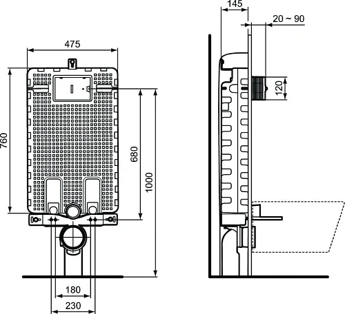 Бачок скрытого монтажа Ideal Standard PROSYS R009767 Бачок скрытого монтажа Ideal Standard PROSYS R009767