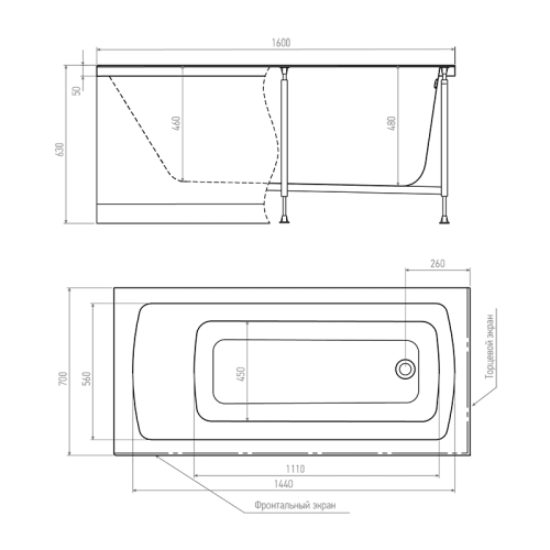 Акриловая ванна Timo RITTA1670 (1600x700x630) Акриловая ванна Timo RITTA1670 (1600x700x630)