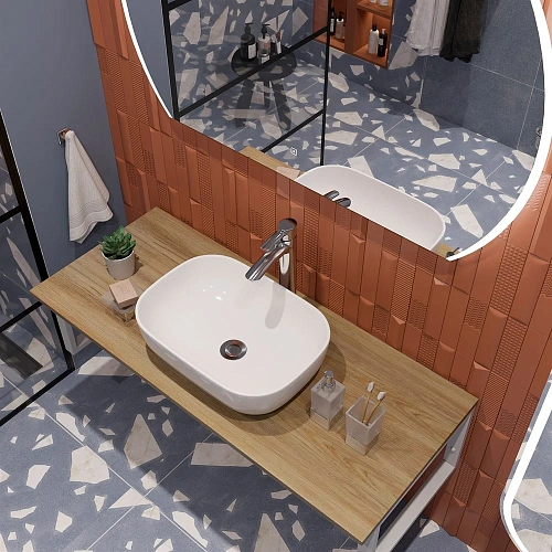 Комплект мебели DIWO Элиста 120 светлое дерево, с раковиной Moduo 50 Square 555771 Комплект мебели DIWO Элиста 120 светлое дерево, с раковиной Moduo 50 Square 555771