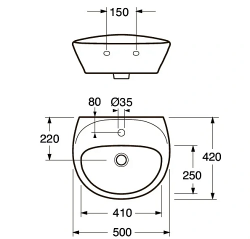 Раковина Gustavsberg Estetic С+ 410350 410350S3 50 x 42 см подвесная, покрытие Ceramicplus, цвет бел Раковина Gustavsberg Estetic С+ 410350 410350S3 50 x 42 см подвесная, покрытие Ceramicplus, цвет бел