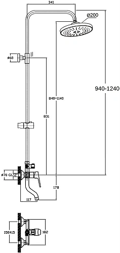 Душевая система STWORKI Брамминг BR-03cr 552685 Душевая система STWORKI Брамминг BR-03cr 552685