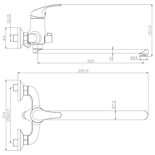 Смеситель для ванны Rossinka Y35-32 универсальный Смеситель для ванны Rossinka Y35-32 универсальный