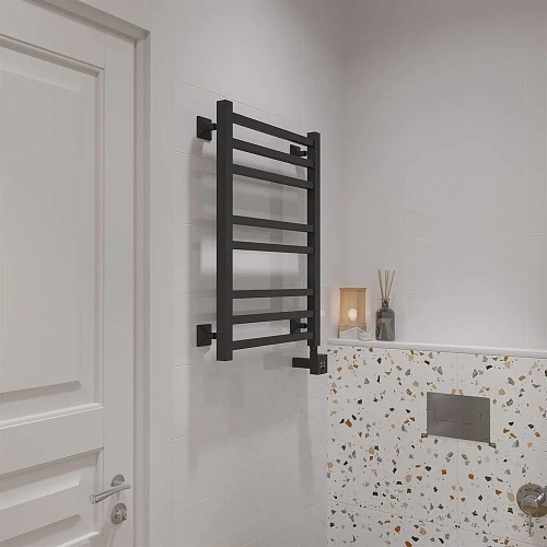 Полотенцесушитель электрический EWRIKA Кассандра PI 70x50 R, черный матовый 510399 Полотенцесушитель электрический EWRIKA Кассандра PI 70x50 R, черный матовый 510399