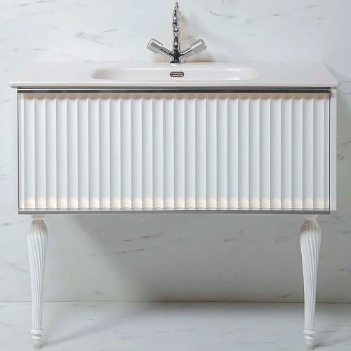 Тумба под раковину Armadi Art Canale 100 843-100-WCR белая + хром Тумба под раковину Armadi Art Canale 100 843-100-WCR белая + хром