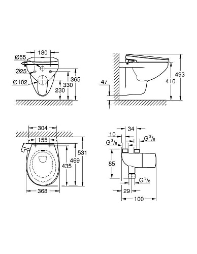 Унитаз подвесной GROHE Bau альпин-белый, сиденье-биде (39652SH0) Унитаз подвесной GROHE Bau альпин-белый, сиденье-биде (39652SH0)