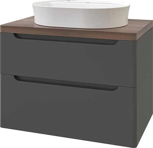 Тумба с раковиной STWORKI Берген 80 серая с темной столешницей, Bocchi Slim Line 1600-001-0126 56817 568177 Тумба с раковиной STWORKI Берген 80 серая с темной столешницей, Bocchi Slim Line 1600-001-0126 56817 568177