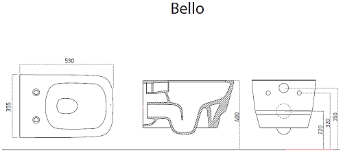 Унитаз подвесной Boheme Bello 971-2-MW с функцией биде елый матовый без сиденья Унитаз подвесной Boheme Bello 971-2-MW с функцией биде елый матовый без сиденья