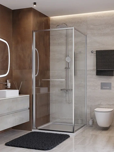 Душевой уголок CEZARES LUX-AH-FS-1-90/100-C-CR 90x100 см, профиль хром, стекло прозрачное Душевой уголок CEZARES LUX-AH-FS-1-90/100-C-CR 90x100 см, профиль хром, стекло прозрачное