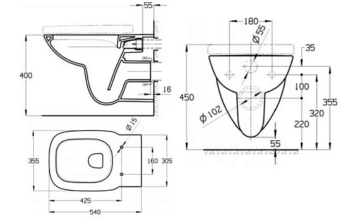 Унитаз подвесной Roca Debba безободковая 34699L000 Унитаз подвесной Roca Debba безободковая 34699L000