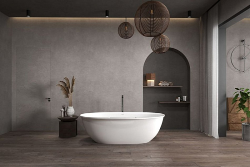 Ванна отдельностоящая ABBER AS9631 170x85 универсальная, белая матовая, искусственный камень Ванна отдельностоящая ABBER AS9631 170x85 универсальная, белая матовая, искусственный камень