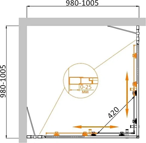 Душевой уголок CEZARES MOLVENO-A-22-80+20-C-Cr-IV 100x100см стекло прозрачное, профиль хром Душевой уголок CEZARES MOLVENO-A-22-80+20-C-Cr-IV 100x100см стекло прозрачное, профиль хром