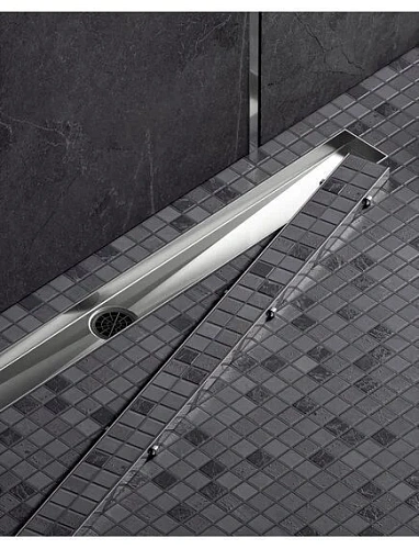 Душевой лоток Timo Drain System 900 с двусторонней панелью "plate" под плитку, Сатин Душевой лоток Timo Drain System 900 с двусторонней панелью "plate" под плитку, Сатин